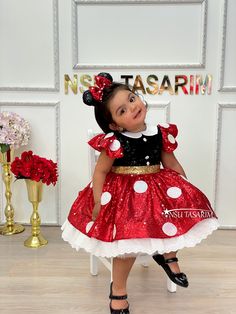 Minnie Mouse Birthday Dress, Pink Minnie Mouse Dress, Dress For Special Occasion, Golden Belt, Minnie Dress, Dress Baby Girl, Minnie Mouse Dress, Pink Minnie, Minnie Mouse Birthday