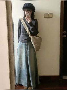 Outfit Long Skirt, Long Skirt Aesthetic, Fashion Long Skirt, Skirt Aesthetic, Mori Fashion, Cute Modest Outfits, Long Skirt Outfits, Long Denim Skirt, Cool Fits