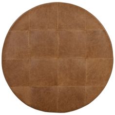 a round leather table top with squares on the surface, isolated against a white background