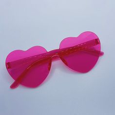 Pink Love Heart Sunglasses, Clear Heart Sunglasses, Aesthetic Heart Glasses, Pink Heart Shaped Glasses, Cute Pink Sunglasses, Pink Y2k Accessories, Love Heart Sunglasses, Pink Sunglasses Aesthetic