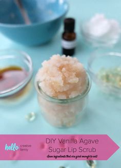 DIY Vanilla Agave Sugar Lip Scrub- Takes Less Than 5 Minutes To Make! Honey Lip Scrub, Honey Sugar Scrub, Diy Lip Scrub, Coffee Facial, Scrub Diy, Homemade Lotion, Lip Scrubs, Sugar Lip Scrub