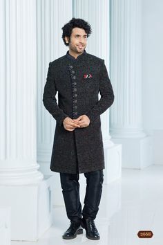 Mens groom Black blue color jacket style Sherwani/Indowestern for wedding outfit  , formal event , traditional event , kurta pajama for mens. Wedding is Precious event and this attire is perfect for it. Discover elegance and sophistication with our exquisite Men's Wedding Indowestern Green Sherwani ensemble. This impeccably crafted jhodhpuri set is the perfect choice for grooms looking to make a statement at their special occasion. The rich green hue and intricate detailing make this sherwani a Jodhpuri Sherwani, Green Sherwani, Indo Western For Men, Navy Groom, Blue Sherwani, Grooms Men, Mens Wedding Suits, Sherwani Groom, Mens Sherwani