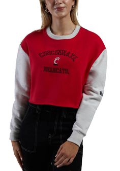 Make your way to the big game in this Cincinnati BearcatsWomens Red Rookie Patchwork Crew Sweatshirt! This Bearcats Long Sleeve Sweatshirt features a screen print team name and logo on center chest. Stay warm and comfortable with this Womens Cincinnati Bearcats Crew Sweatshirt. Colorblocked, Cut off raw hem, Fleece fabric, Soft to touch, Long sleeve, 50% Polyester - 50% Cotton, 4 Logo Application, The Rookie, Cincinnati Bearcats, Crew Sweatshirts, Long Sleeve Sweatshirts, P S, Fleece Fabric, Cincinnati, Stay Warm