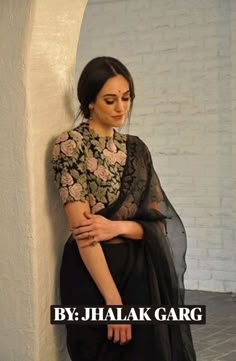 "In a world of fast fashion, Indian ethnic wear stands out for its timeless beauty and craftsmanship. Each piece is a work of art, celebrating the diversity and richness of our culture."  Black♥️#DesiLook#TrendingCombination#Bold&Beautiful#Vibes#Indian#Ethnic#TheWayItShouldB#SareeLove. Saree Blouse Styles, Sarees For Girls, New Saree Blouse Designs, Fashionable Saree Blouse Designs, Fancy Sarees Party Wear, Blouse Designs Indian