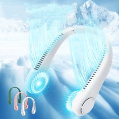 an electric toothbrush with two different colors and designs on it, sitting in the snow