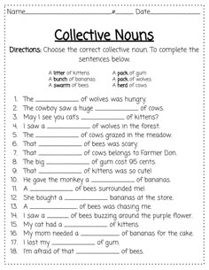 the worksheet for collective nourishment is shown in black and white