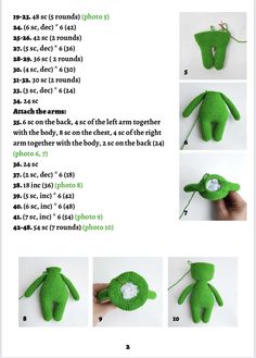 the instructions for making a stuffed animal that looks like a turtle with its head turned upside down