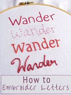 a close up of a embroidery with the words wonder, wonder and wonder written on it