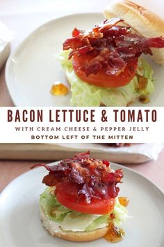 bacon lettuce and tomato sandwich with cream cheese and pepper jelly