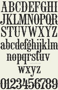 an old fashioned font that is black and white