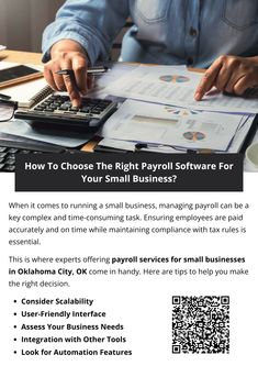 Choosing the right payroll software for your small business is an important decision that can save you time, reduce errors, and ensure compliance with tax laws. By assessing your business’s specific needs, looking for automation and scalability, considering integration with other tools, and evaluating customer support and security features, you can make an informed decision. With the right payroll software, you’ll be able to focus on growing your business while leaving the complexities of payroll to the experts offering payroll services for small businesses in Oklahoma City, OK. To know more visit here https://www.boulangercpa.com/dedicated-payroll-services-oklahoma-city-ok Employee Onboarding, Tax Forms, Oklahoma City, Choose The Right, Growing Your Business