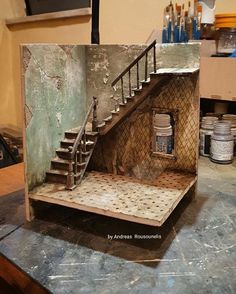 a model of a staircase in the shape of a house