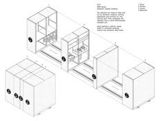 the diagram shows different parts of a kitchen cabinet, including an oven and sink area