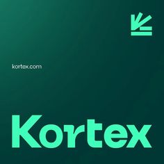 the koretex logo is green and black with white letters on it, as well as an arrow