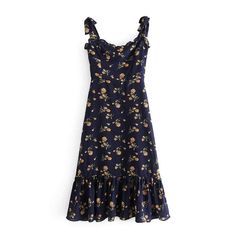 Everyday Dresses Casual, Elegant Midi Dresses, Bandage Midi Dress, Chiffon Midi Dress, Ruffles Fashion, Vintage Floral Dress, Floral Print Midi Dress, Next Clothes, Chiffon Ruffle