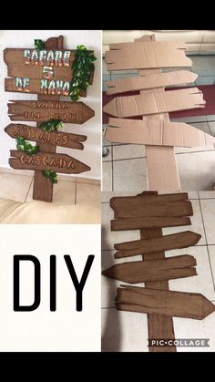 diy cardboard sign made to look like a tree