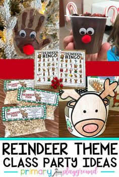 reindeer themed christmas party ideas and printables for the kids to use in their classroom