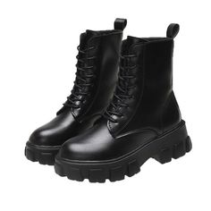 Color: Black, Size: 40 Platform Combat Boots, Winter Shoes, British Style, Black Ankle Boots, Brunei, Black Velvet, Black Boots, Heeled Boots, Combat Boots