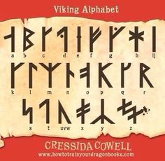 the viking alphabet is shown on an old piece of paper with some writing in it