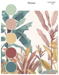 the color palette is shown with different plants