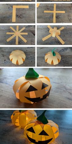 paper pumpkins are cut out and placed on the floor to make them look like they have