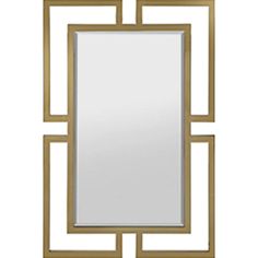 a mirror that is on the wall with gold trimmings and a square frame