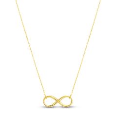 A high-polish infinity symbol hangs graceful in this meaningful women's pendant necklace. Fashioned in 14k yellow gold, the adjustable 16-inch cable chain secures in place with a lobster clasp. Yellow Gold Infinity Necklace With Adjustable Chain, Formal Infinity Necklace With Adjustable Chain, Jared The Galleria Of Jewelry, Infinity Necklace, Infinity Symbol, Cable Chain, Lobster Clasp, Cable, Yellow Gold