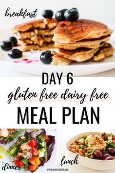 a collage of gluten - free meal plans with text overlay