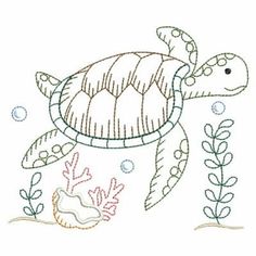 a drawing of a turtle swimming in the ocean