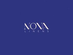 the logo for nola linens is shown on a blue background with white letters