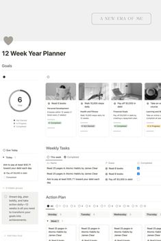 the new year planner page is displayed in this screenshote image, with an arrow pointing