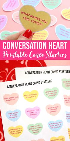 conversation heart valentine's day printable game for kids to play on the table