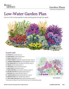 a garden plan with flowers and plants in the center, along with instructions for how to plant