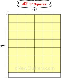 the square pattern is shown with measurements for each square