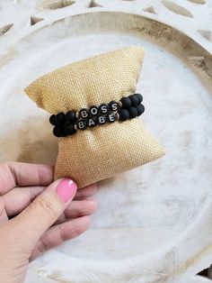 A set of two flat black stretch bracelets with Boss Babe. Perfect gift for that babe in your life. Stacked Bracelets, Gifts For Boss, Boss Babe, Black Flats, Bracelet Stack, Black Stretch, Stretch Bracelet, Mom Gift, Stretch Bracelets