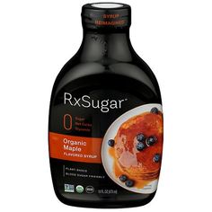 a bottle of rx sugar with blueberries on the top and an orange in the bottom