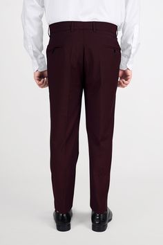 Upgrade your style with our Umber Maroon Wool Rich Pant, where classic charm meets contemporary elegance! The rich Umber Maroon hue exudes sophistication, making it a versatile addition to your wardrobe. Crafted with premium wool-rich fabric, it ensures both comfort and luxurious texture. Whether it's a formal event or a semi-formal outing, this pant effortlessly elevate your look and complement any ensemble. In addition to being constructed from Imported Superior Fabrics, French crown Pants are Formal Slim Fit Dress Pants For Fall, Classic Fitted Burgundy Bottoms, Formal Burgundy Bottoms For Fall, Burgundy Bottoms For Formal Fall Occasions, Elegant Semi-formal Dress Pants For Fall, Formal Burgundy Trousers, Elegant Full-length Fall Suits, Elegant Full-length Burgundy Bottoms, Elegant Full Length Burgundy Bottoms