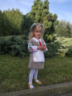 Children's costume "Goat". For a carnival, for a wonderful birthday, for all kinds of children's parties. The costume consists of: a skirt, a vest, horns with ears on the head, and a blouse with embroidery. The skirt and vest are made of fur-like fabric. (faux fur), blouse with machine embroidery. The hoop is made of the same fabric as the skirt and vest. Suit for a 4 year old girl, height 104 centimeters. Self made. Delivery of the suit takes from 14 to 28 business days. Goat Costume, Skirt And Vest, Vest Suit, Girls Costumes, Self Made, Childrens Party, Girl Costumes, Goats, Machine Embroidery