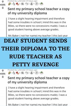 the text reads dear student sends their diploma to the rude teacher as petty revenge