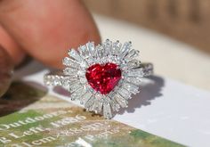 * Condition: Brand new * Center Stone: Natural Ruby from Myanmar, Heart Cut, approx 1.09ct or Natural Emerald from Colombia, Heart Cut, approx 0.68ct * Side Stone: Natural White Diamond, Round Cut & Baguette Cut (VS1 clarity with F color) * Metal Purity: 18k Solid White Gold * Free DHL Express Shipping. * Attached with Certificate. * Each piece is made-to-order with care and special attention to detail. all items are made with conflict-free diamonds and gems. * The item will be gift wrapped and Gia Certified Heart Diamond Rings, Gia Certified Heart Shaped Fine Jewelry Ring, Heart-shaped Gia Certified Ring For Anniversary, Gia Certified Heart-shaped Ring For Anniversary, Gia Certified Heart Shaped Anniversary Ring, Fine Jewelry Platinum Heart-shaped Rings, Fine Jewelry Platinum Heart Rings, Fine Jewelry Heart-shaped Platinum Rings, Platinum Heart-shaped Fine Jewelry Rings