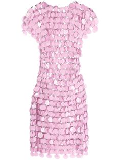 Paco Rabanne Sequin chain-disc Mini Dress - Farfetch Silk Summer Dress, Sublimation Ideas Projects Inspiration, Mini Dress Pink, Chainmail Dress, Sublimation Ideas, Pink Round, Poses Reference, Minimalist Wardrobe, Stylish Outfit