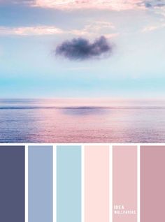 an ocean scene with pink and blue hues