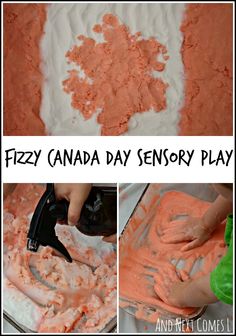 Simple Canada Day science experiment and sensory play activity for kids. It's great fine motor practice too! from And Next Comes L Canada Day Fireworks, Fine Motor Practice, Science Experiments For Preschoolers, Camp Ideas, Activity For Kids, Canada Day