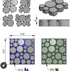 an image of different shapes and sizes of decorative items in the form of circles, squares, and rectangles