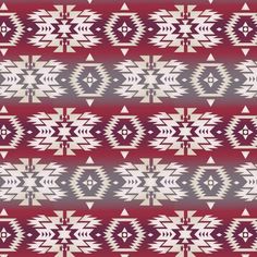 a red and white native style pattern with arrows in the center, on a gray background