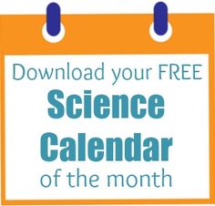 an orange and white calendar with the words free science calendar of the month on it