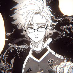 an anime character with white hair and glasses