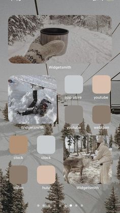 the color palettes are all different and there is an image of people in the snow