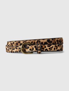 Smooth leather belt.  Gold round buckle at front.  Allover leopard print.  For more fit and sizing info, check out our Size Guide.  Width: 0. 75" Length Size S): 39" Fall Belt, Leopard Accessories Outfit, Belt Gold, Thick Belts, Womens Belt, Animal Print Belt Outfit, Leopard Print Belt Outfit, Cool Belts, Belts