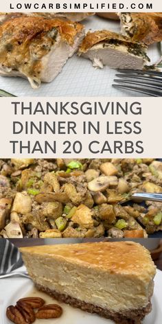 thanksgiving dinner in less than 20 carbs with text overlay that reads, thanksgiving dinner in less than 20 cars